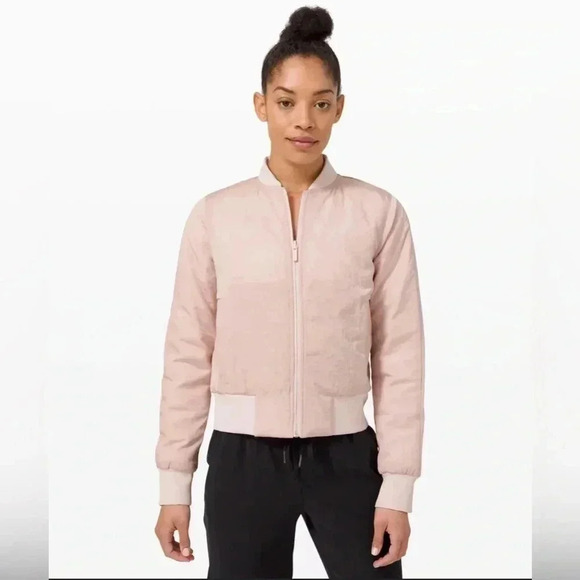 NWT Lululemon Non Stop Bomber Jacket Cotton Pink PRIMALOFT Size 2 - Picture 2 of 8